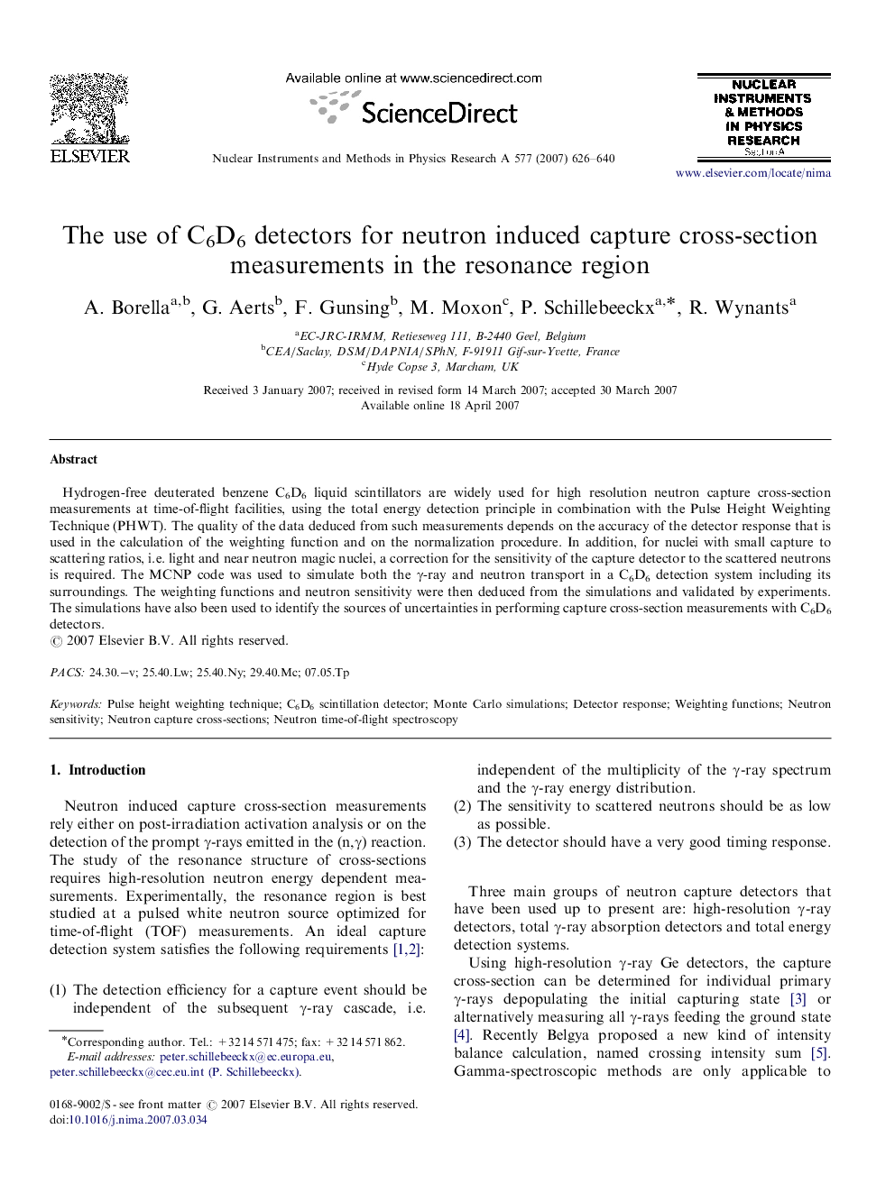 The use of C6D6 detectors for neutron induced capture cross-section measurements in the resonance region