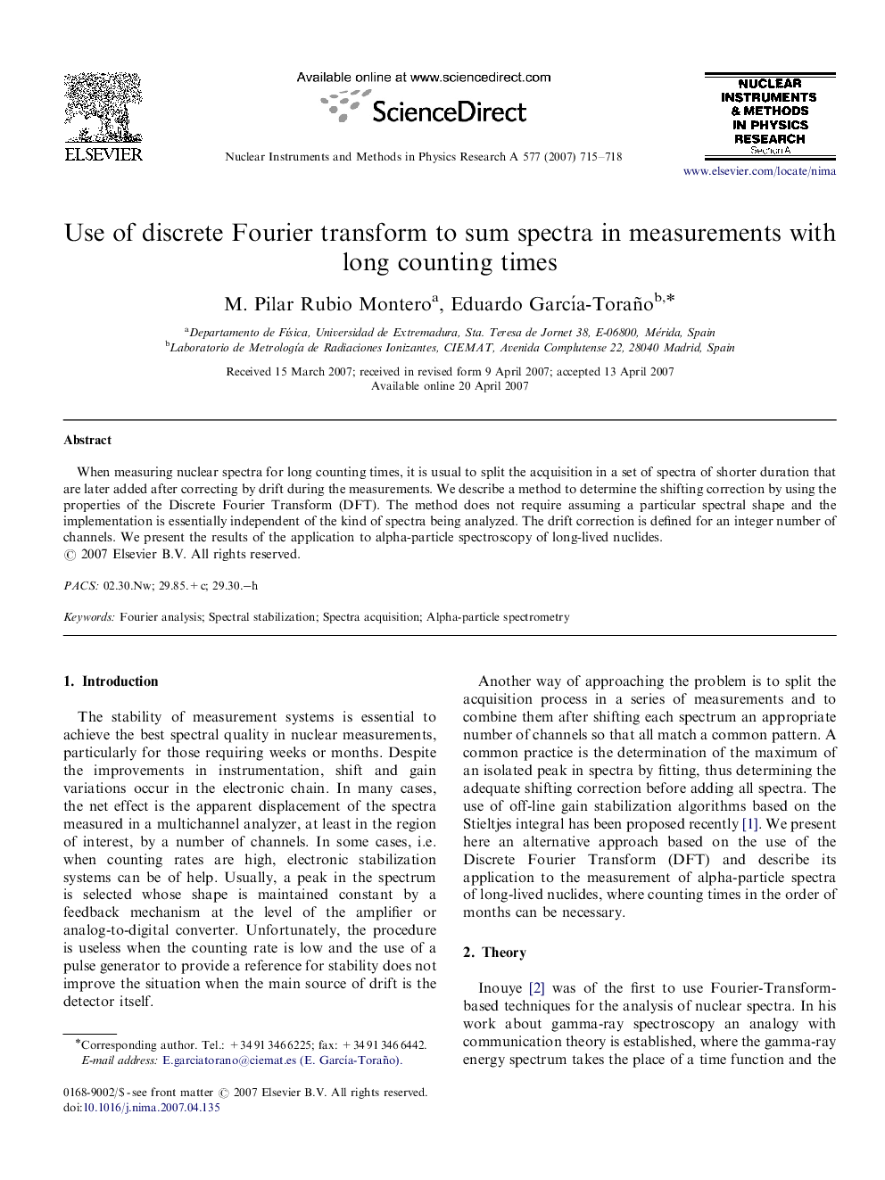 Use of discrete Fourier transform to sum spectra in measurements with long counting times