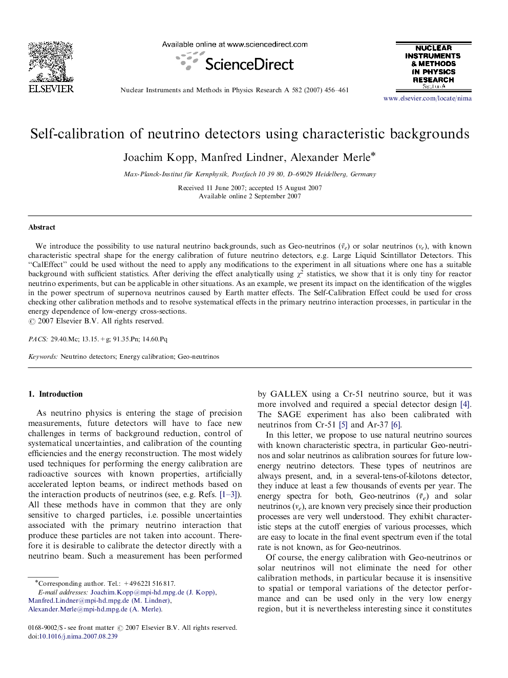 Self-calibration of neutrino detectors using characteristic backgrounds