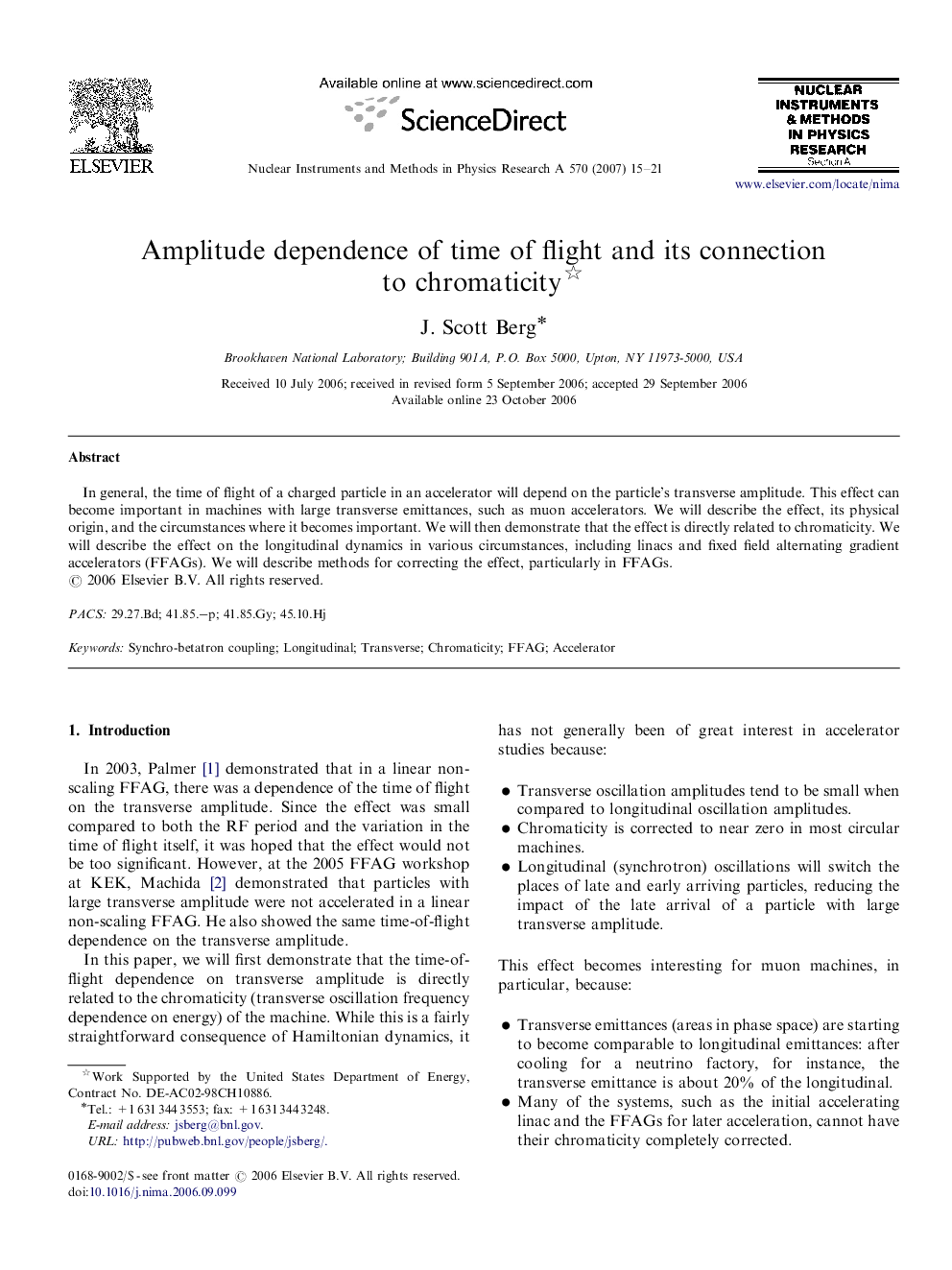 Amplitude dependence of time of flight and its connection to chromaticity