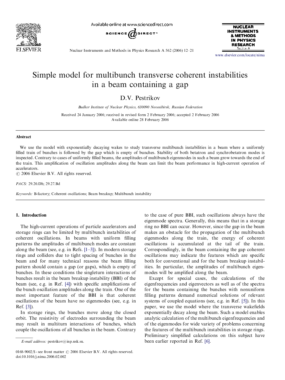 Simple model for multibunch transverse coherent instabilities in a beam containing a gap