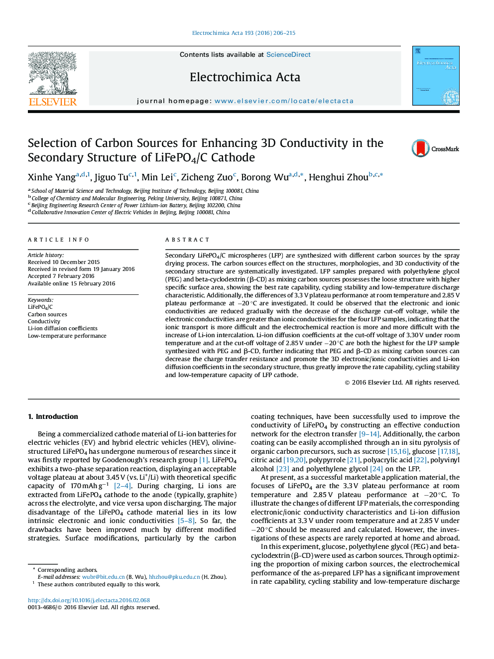 Selection of Carbon Sources for Enhancing 3D Conductivity in the Secondary Structure of LiFePO4/C Cathode