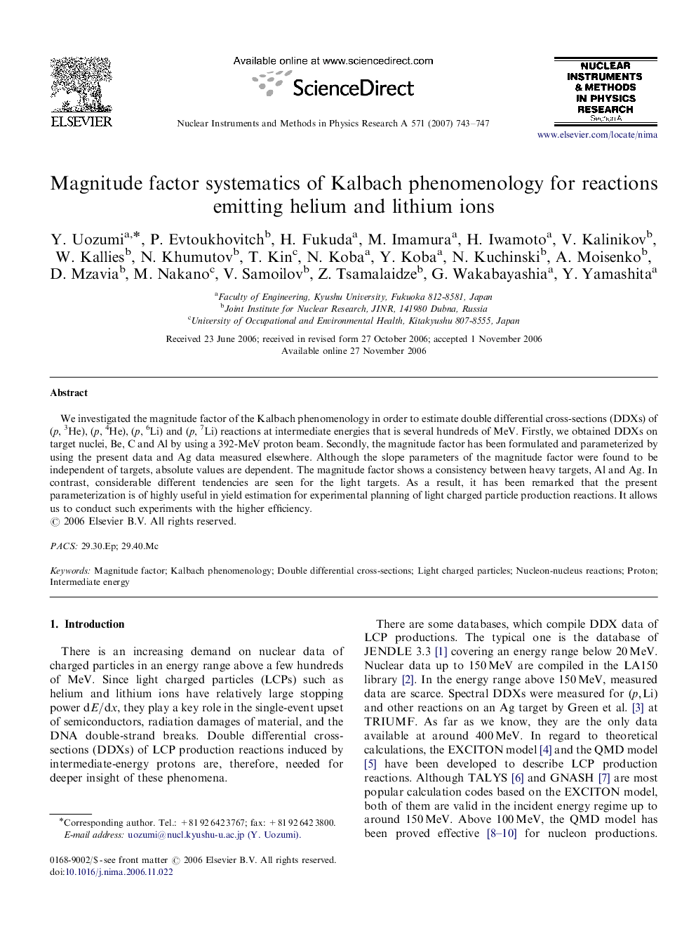 Magnitude factor systematics of Kalbach phenomenology for reactions emitting helium and lithium ions