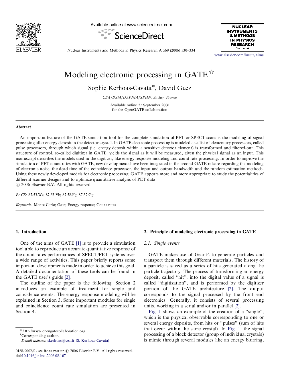 Modeling electronic processing in GATE 