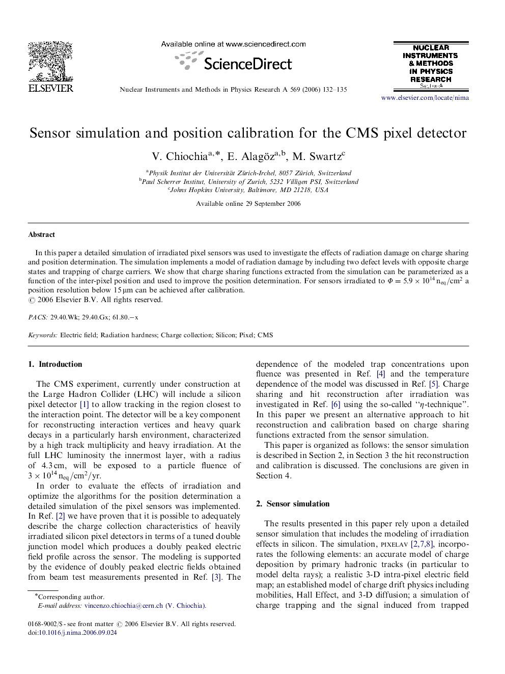 Sensor simulation and position calibration for the CMS pixel detector