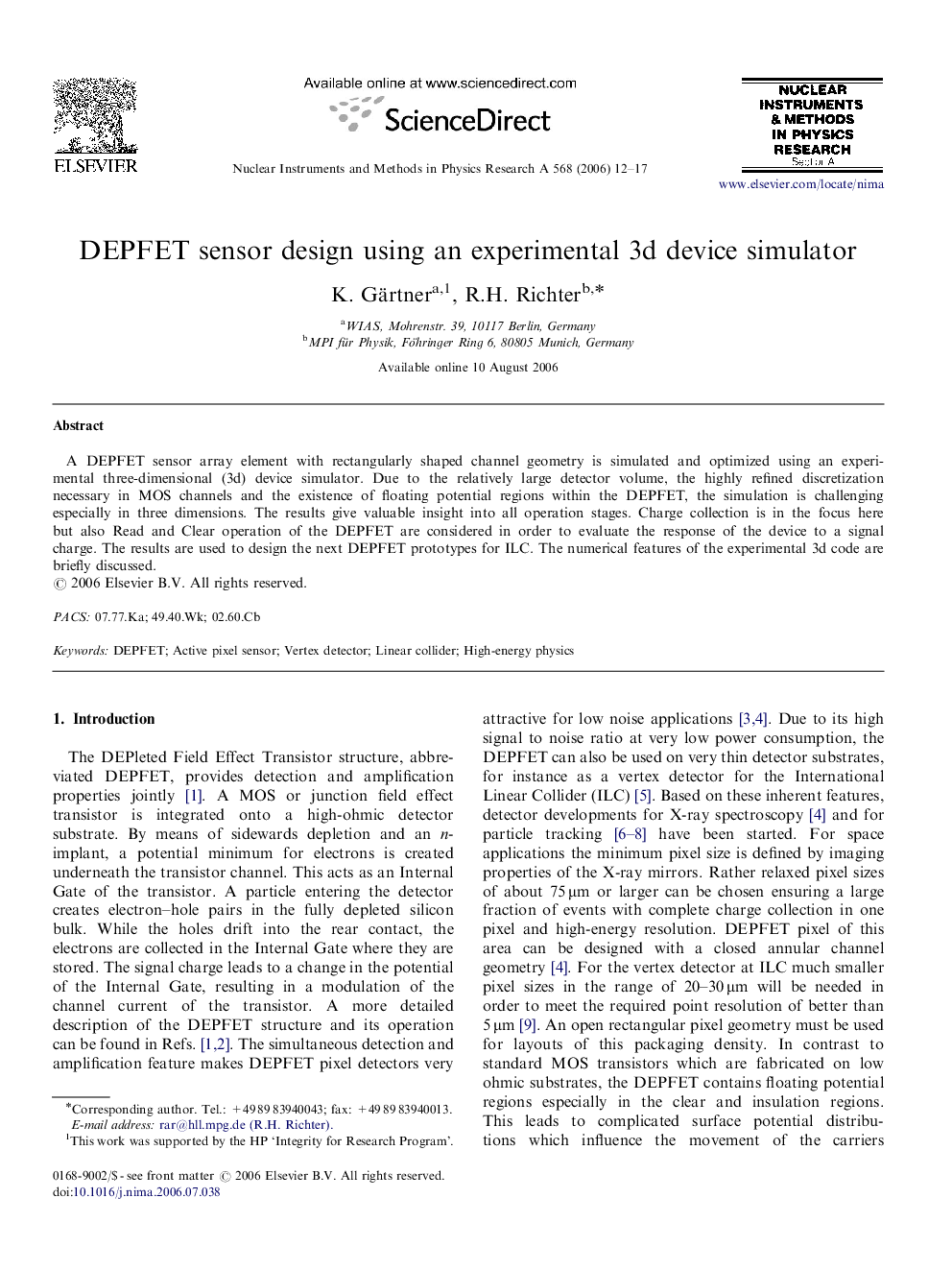 DEPFET sensor design using an experimental 3d device simulator