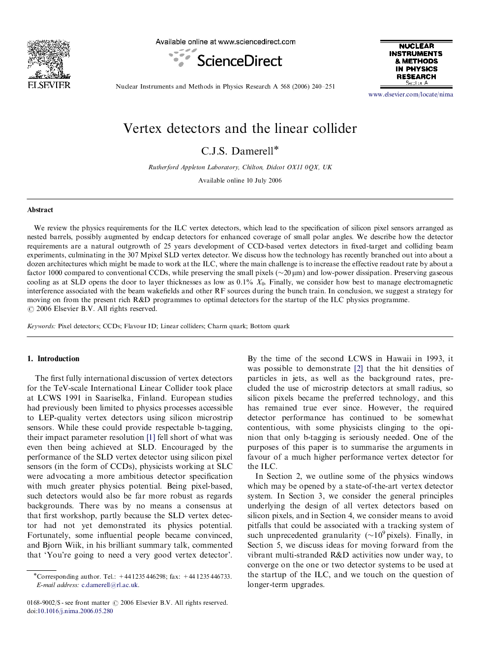 Vertex detectors and the linear collider