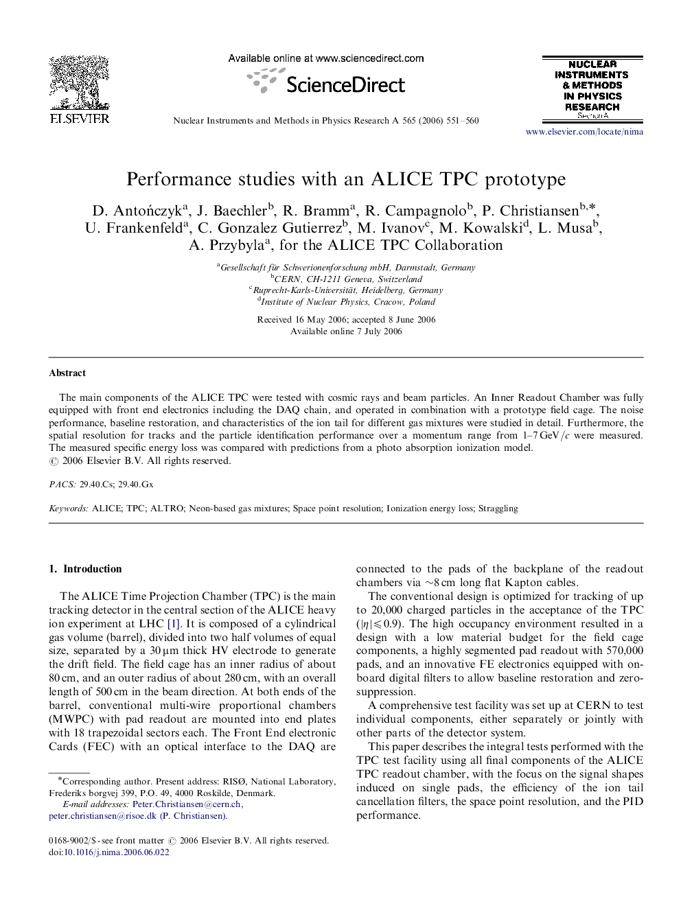 Performance studies with an ALICE TPC prototype