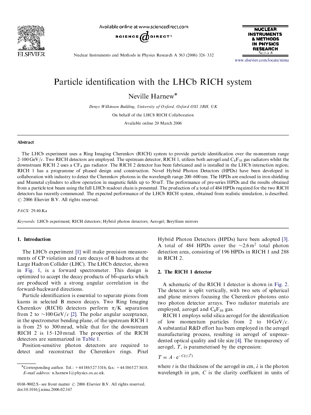 Particle identification with the LHCb RICH system