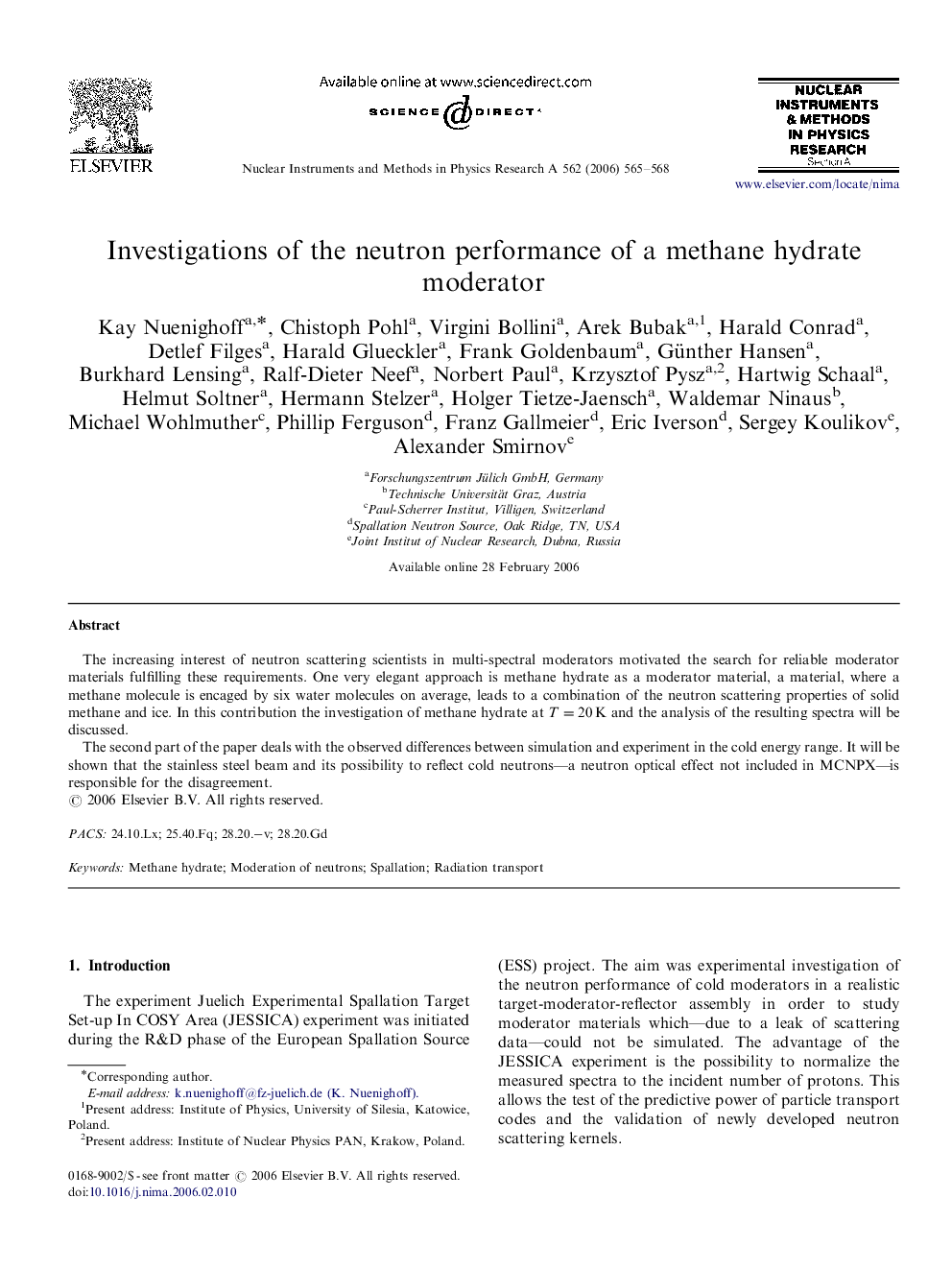 Investigations of the neutron performance of a methane hydrate moderator