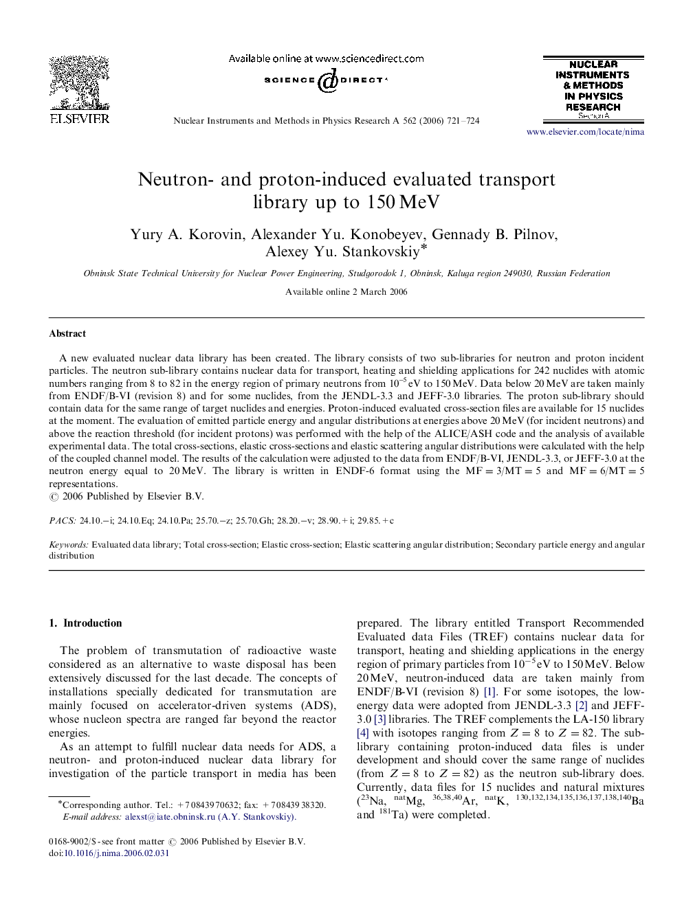 Neutron- and proton-induced evaluated transport library up to 150 MeV