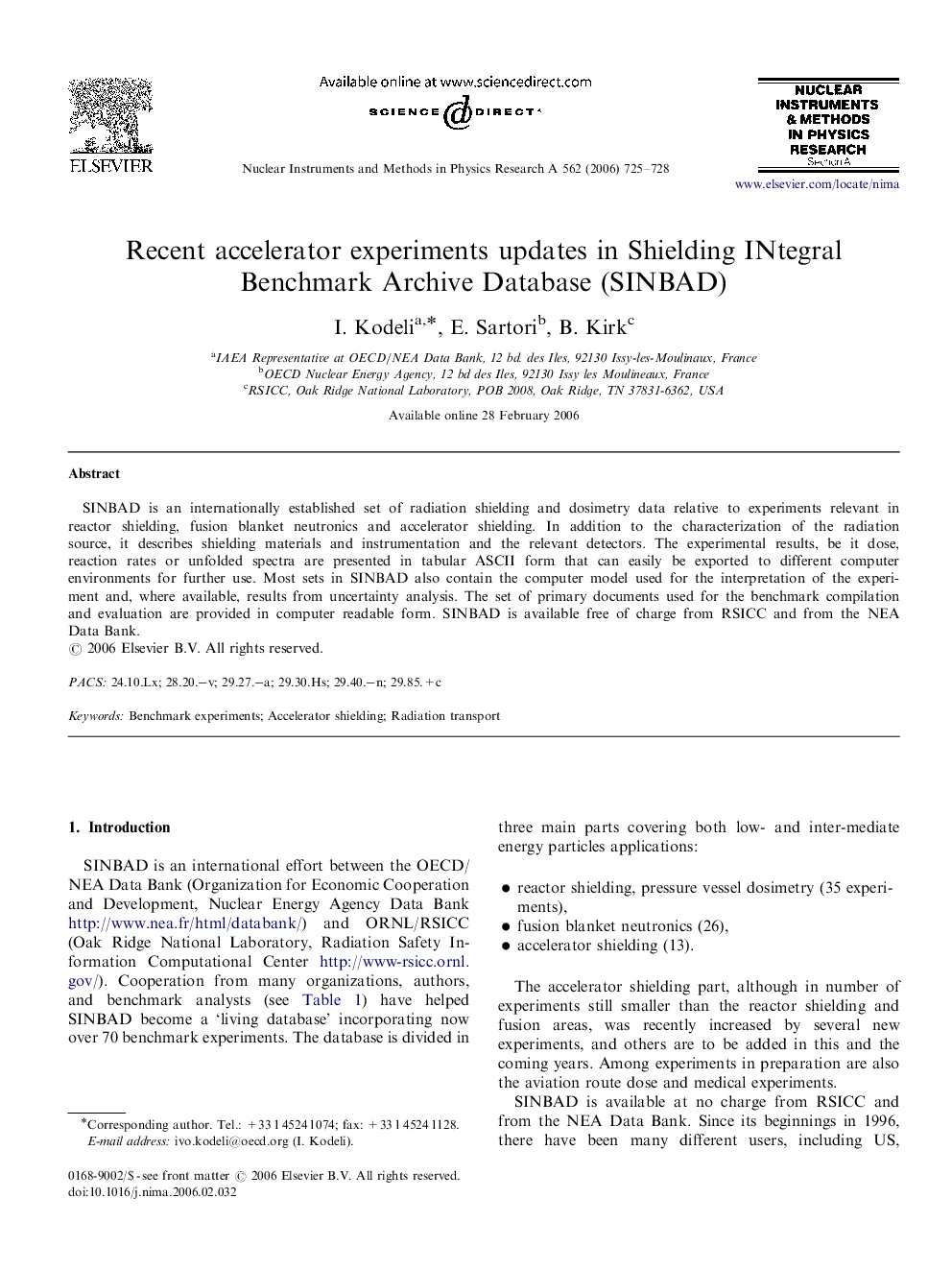 Recent accelerator experiments updates in Shielding INtegral Benchmark Archive Database (SINBAD)