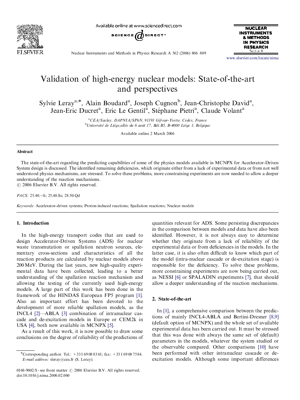 Validation of high-energy nuclear models: State-of-the-art and perspectives