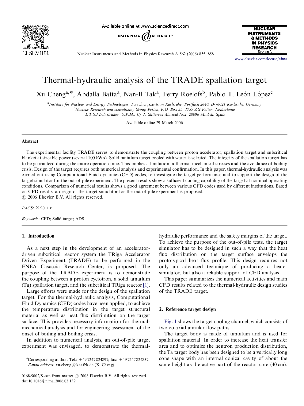 Thermal-hydraulic analysis of the TRADE spallation target