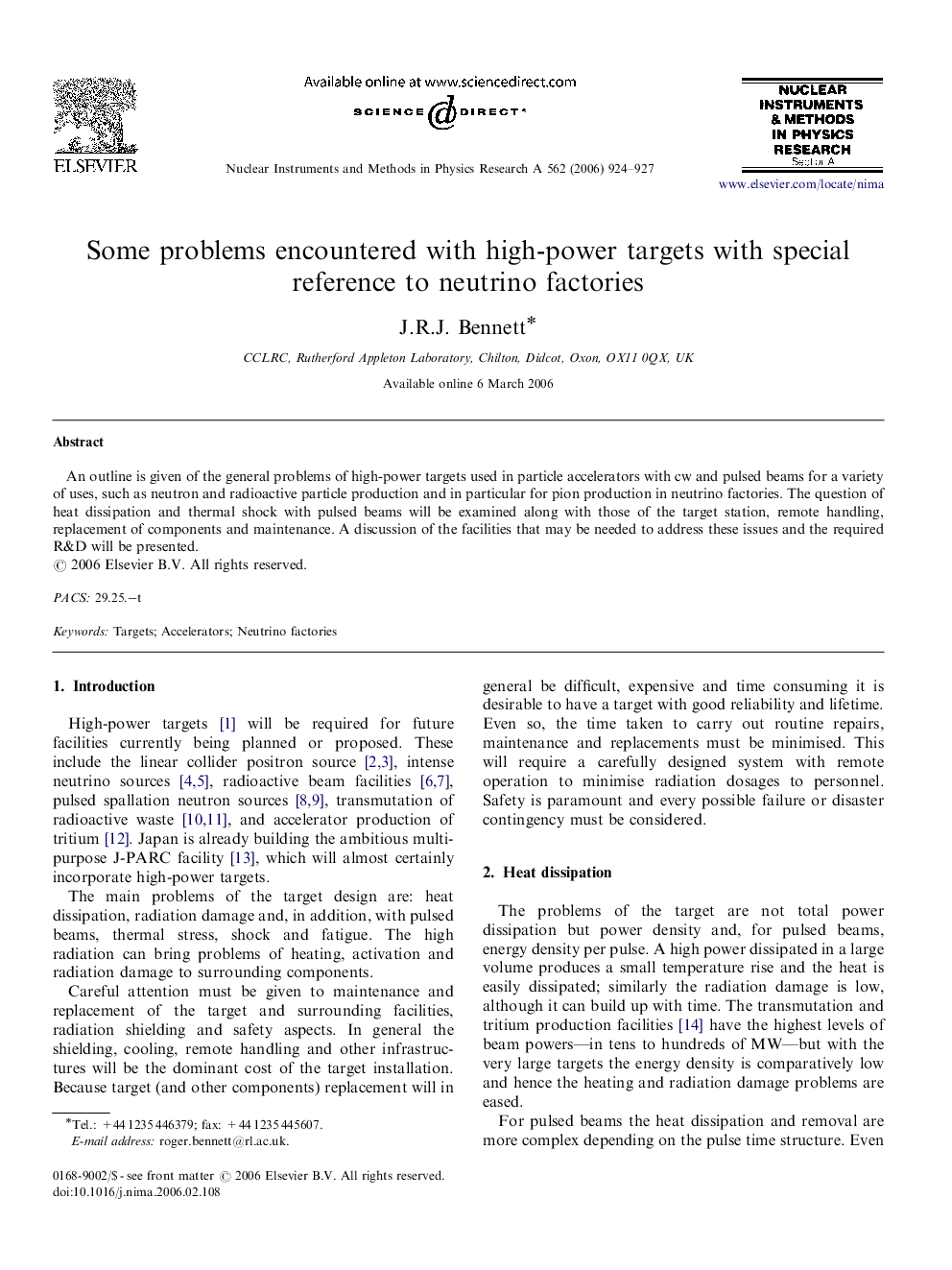 Some problems encountered with high-power targets with special reference to neutrino factories