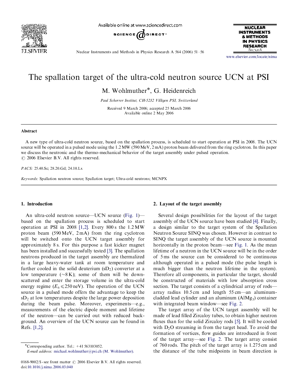 The spallation target of the ultra-cold neutron source UCN at PSI