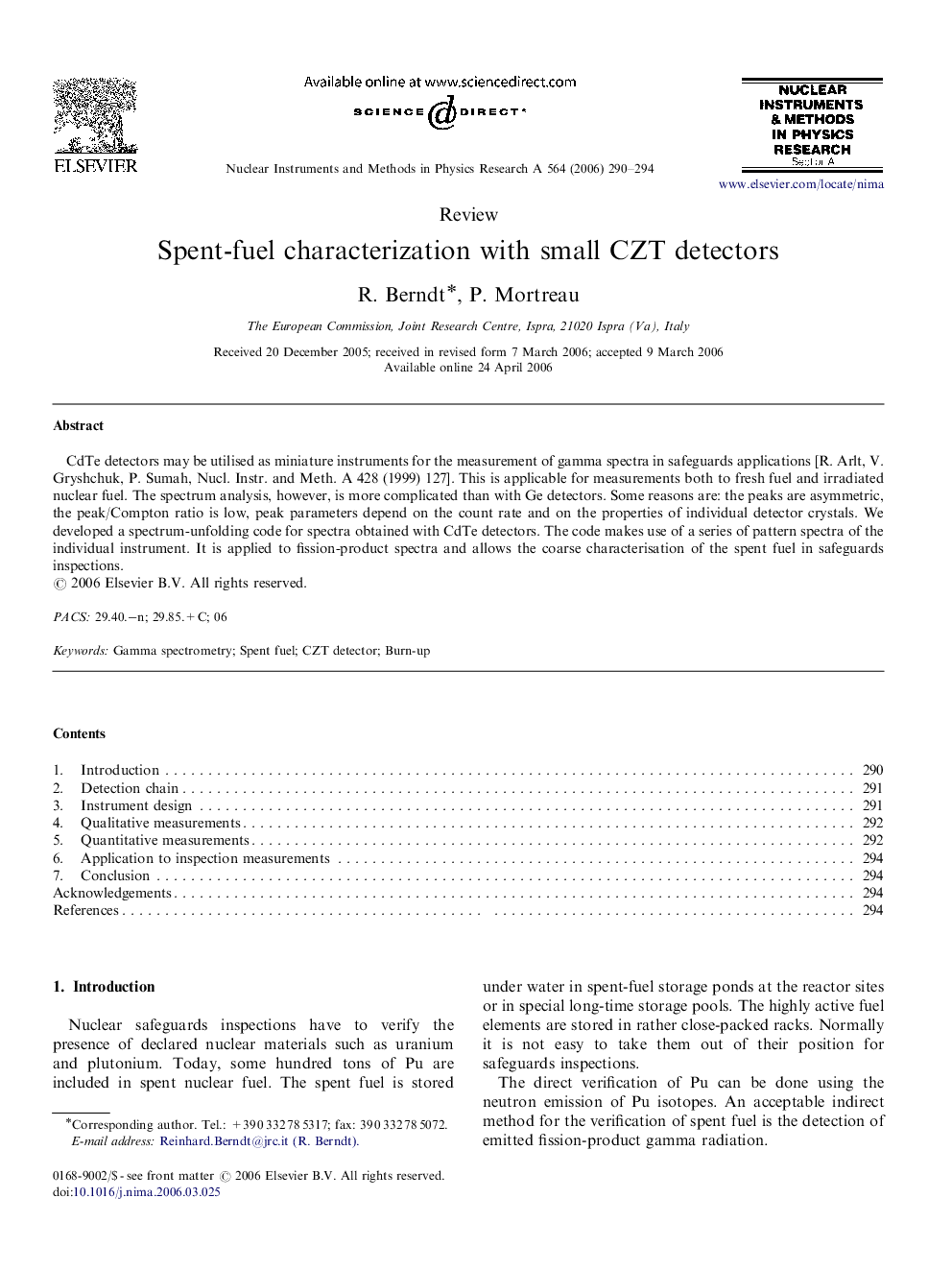 Spent-fuel characterization with small CZT detectors