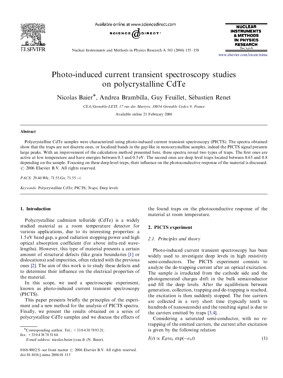 Photo-induced current transient spectroscopy studies on polycrystalline CdTe