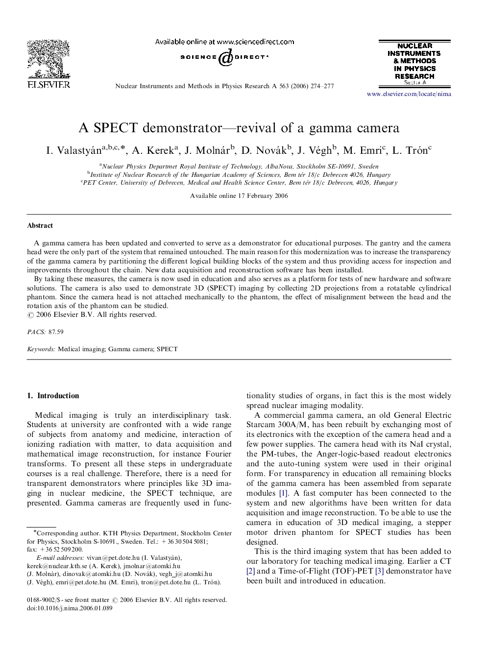 A SPECT demonstrator—revival of a gamma camera