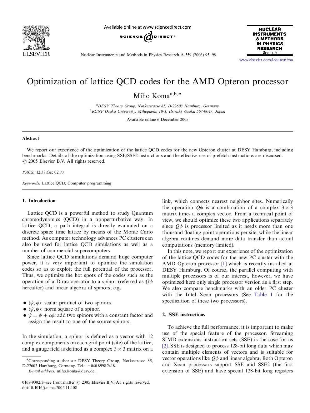 Optimization of lattice QCD codes for the AMD Opteron processor