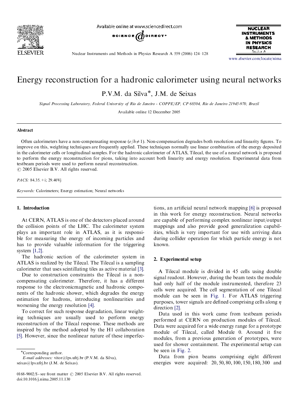 Energy reconstruction for a hadronic calorimeter using neural networks