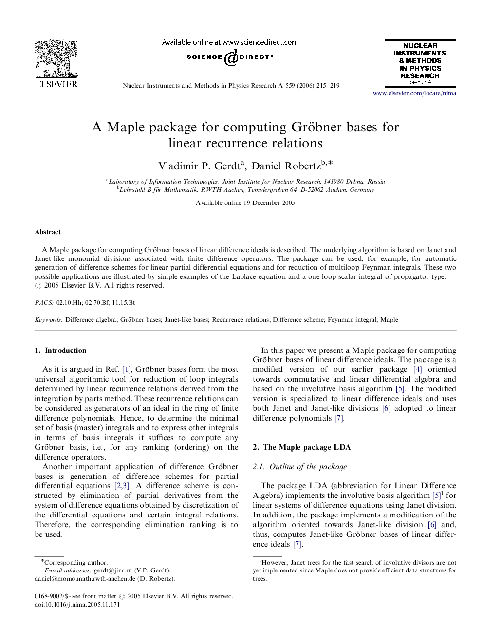 A Maple package for computing Gröbner bases for linear recurrence relations