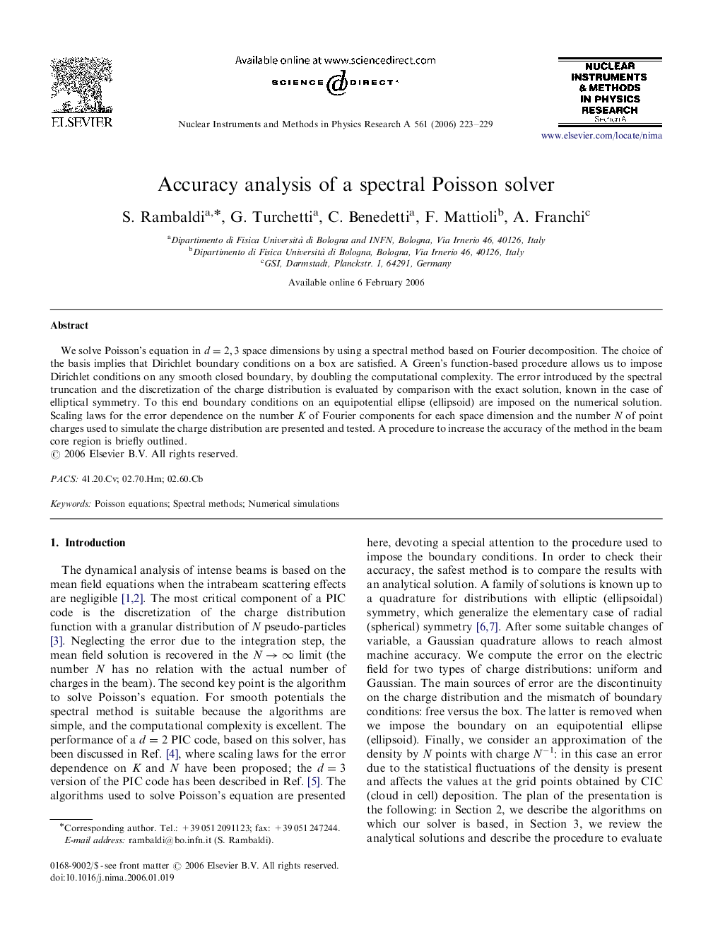 Accuracy analysis of a spectral Poisson solver