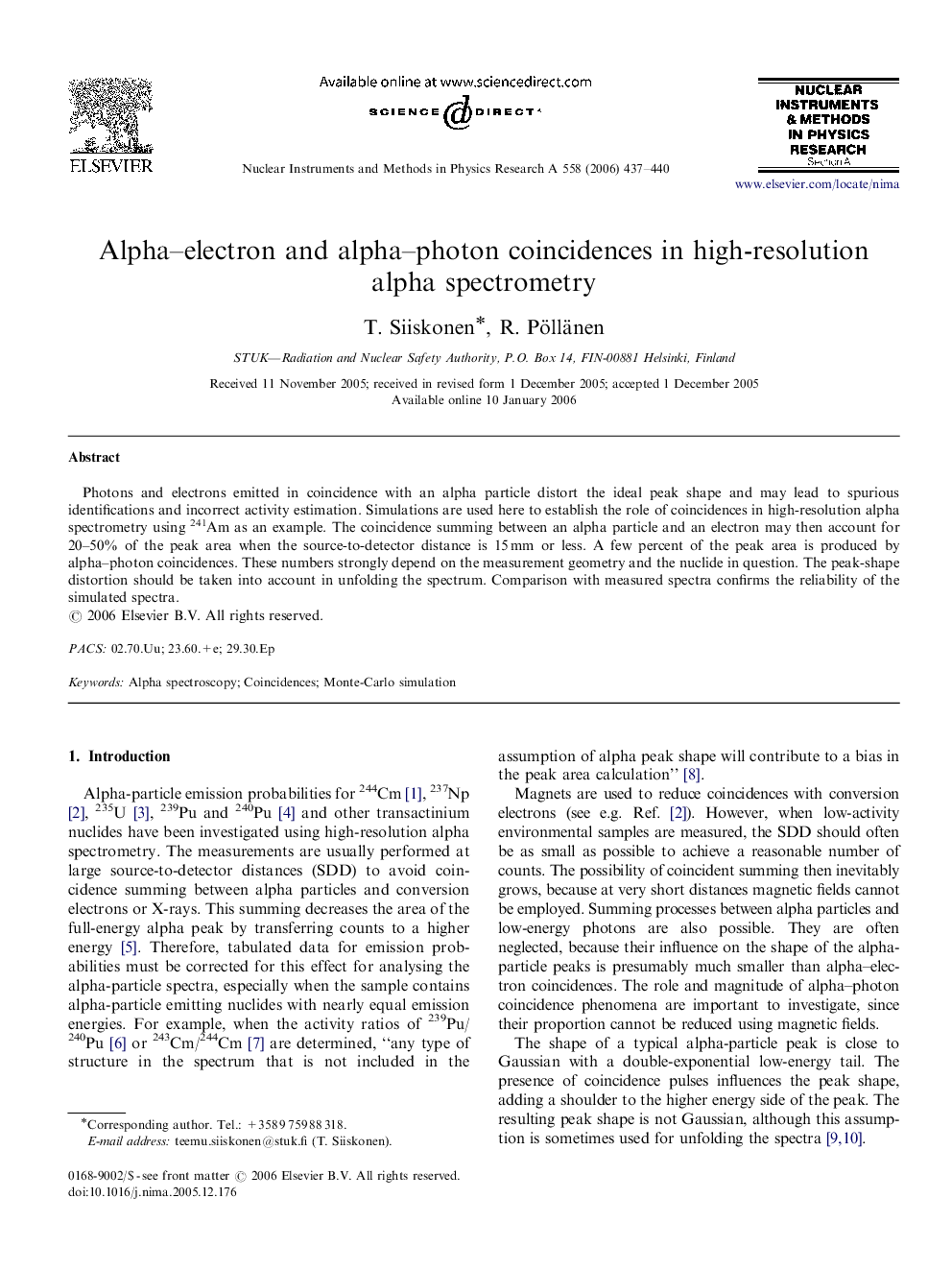 Alpha–electron and alpha–photon coincidences in high-resolution alpha spectrometry