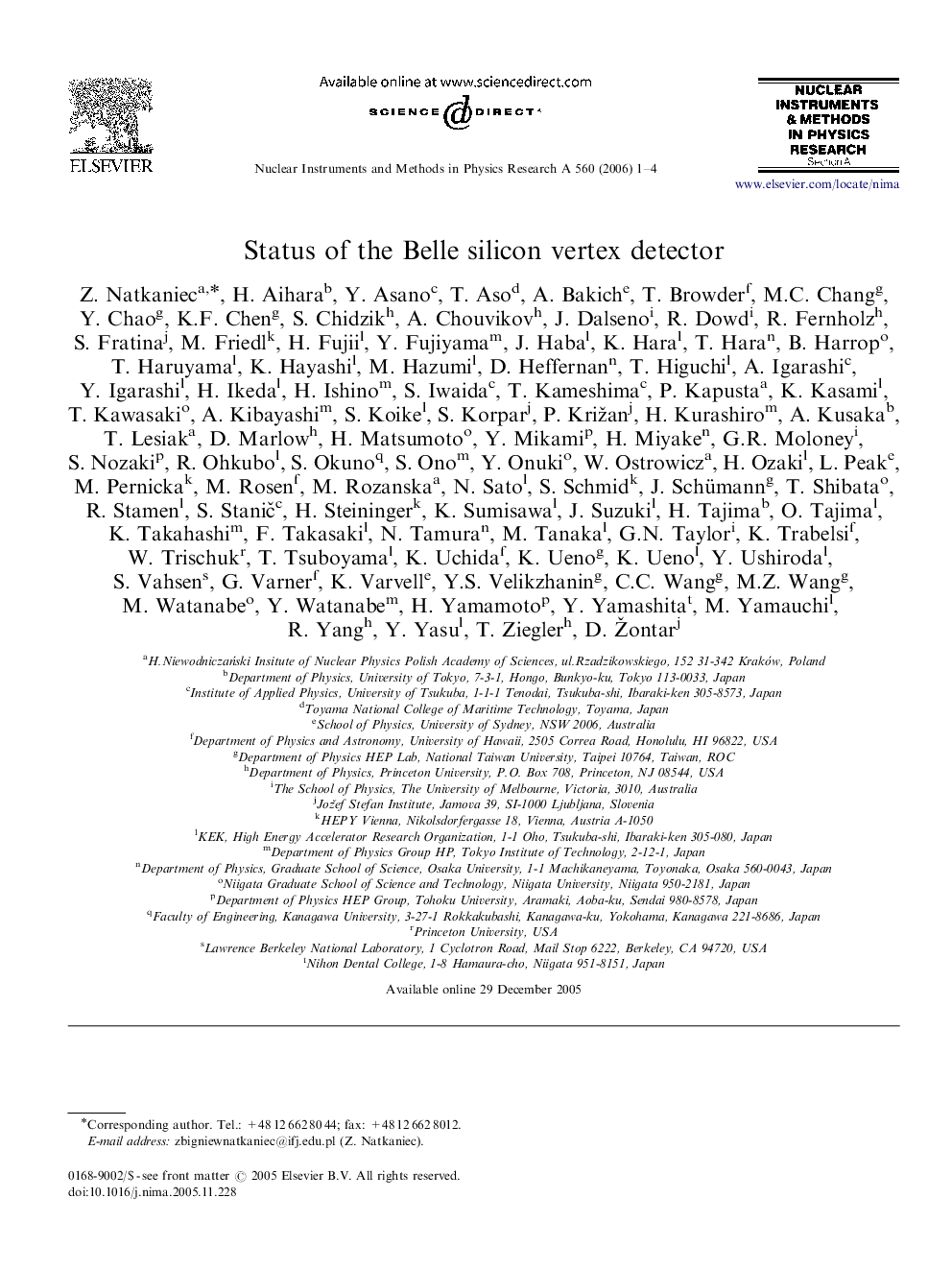 Status of the Belle silicon vertex detector