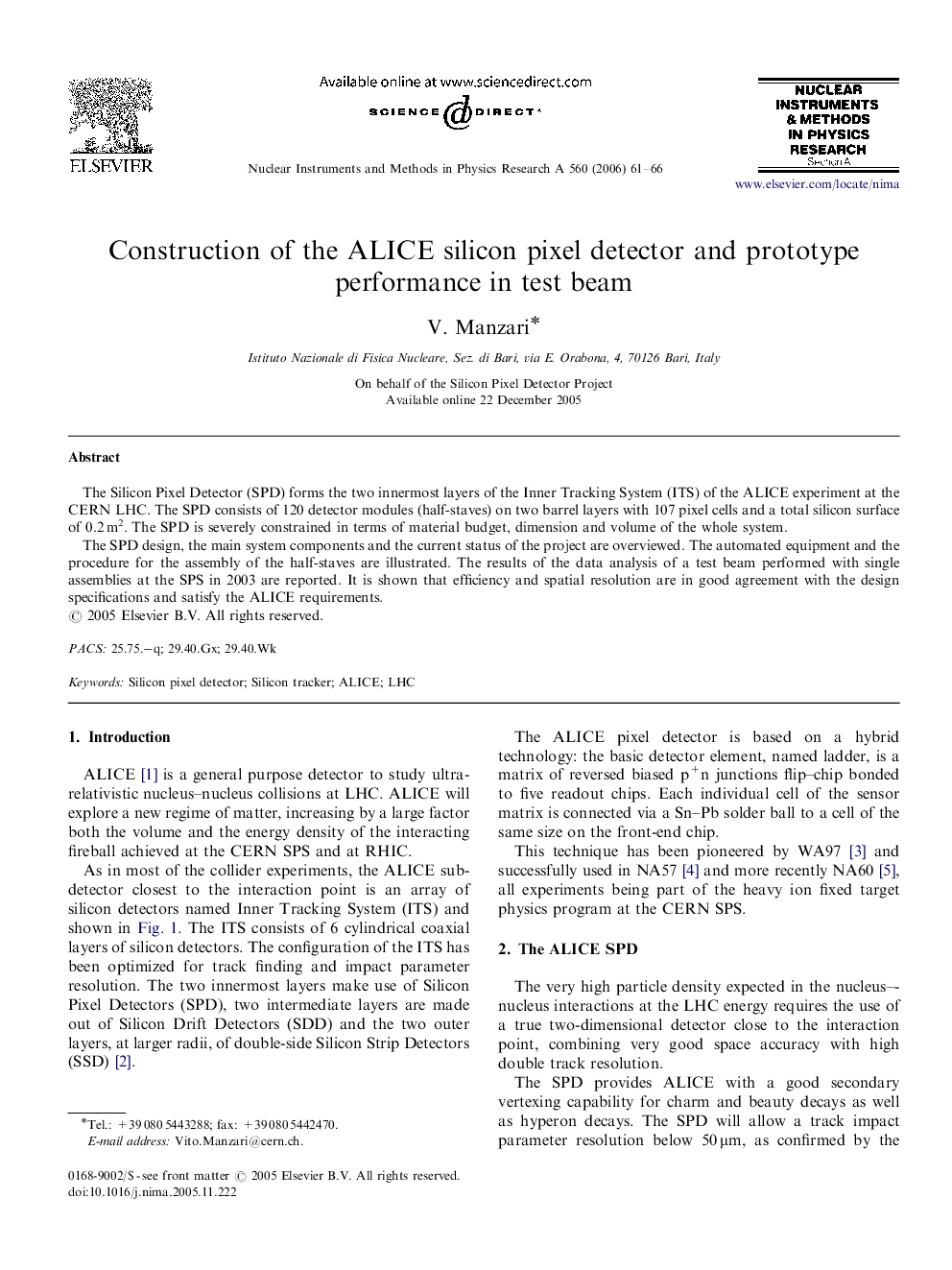 Construction of the ALICE silicon pixel detector and prototype performance in test beam