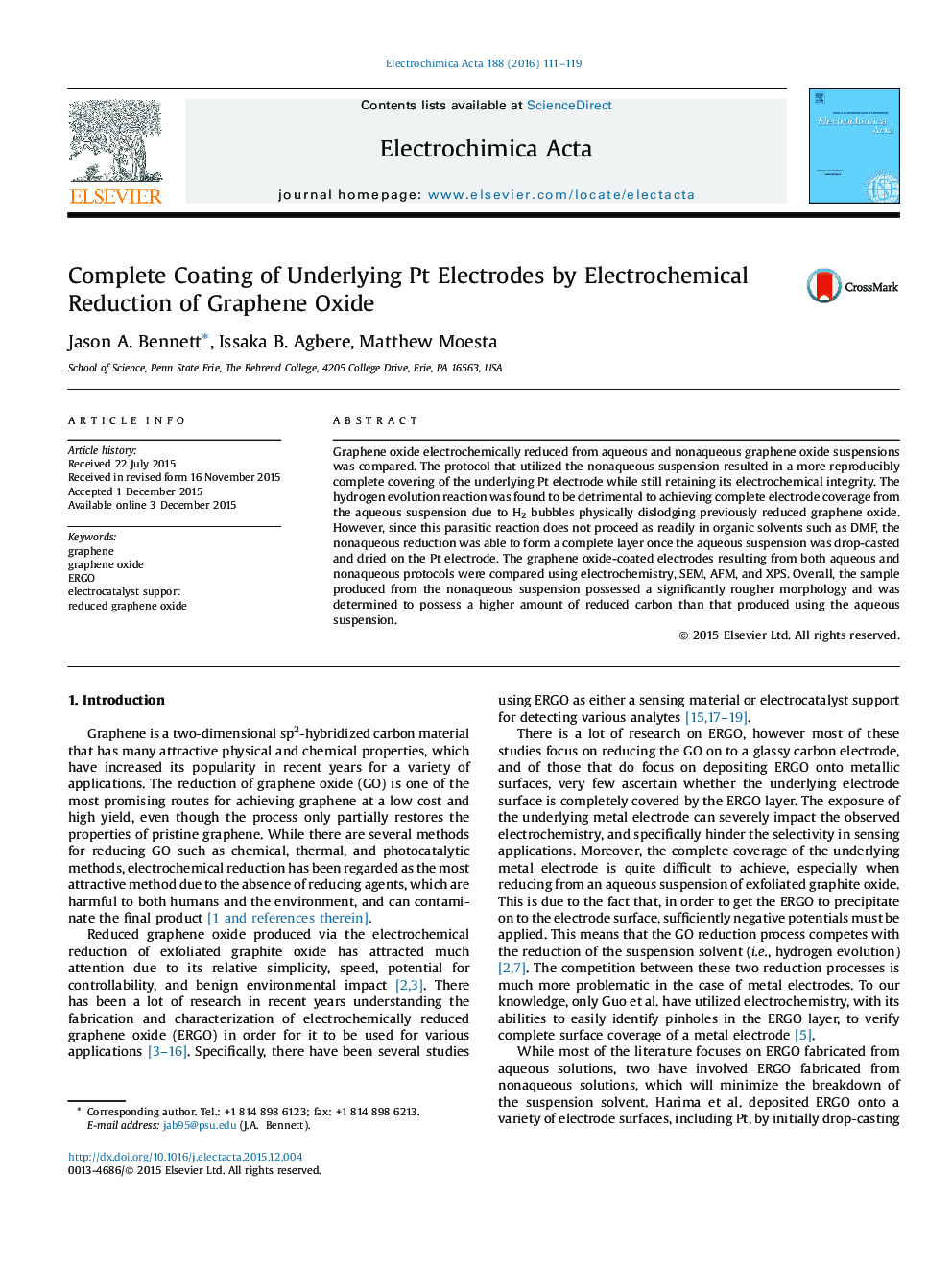 Complete Coating of Underlying Pt Electrodes by Electrochemical Reduction of Graphene Oxide