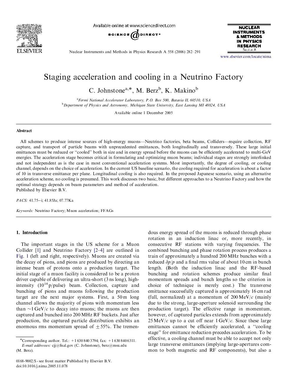 Staging acceleration and cooling in a Neutrino Factory