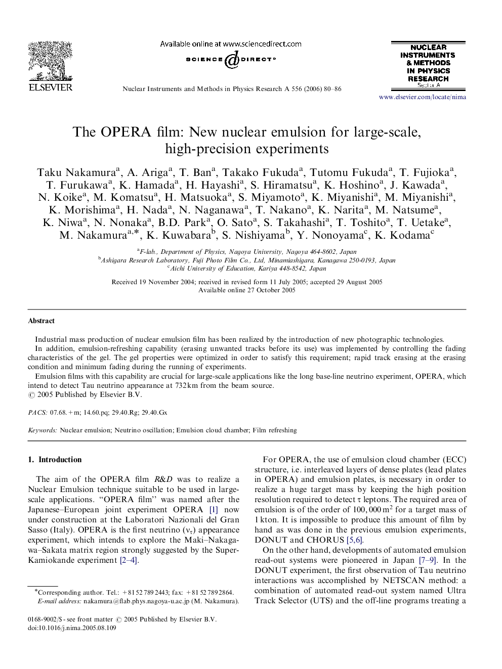 The OPERA film: New nuclear emulsion for large-scale, high-precision experiments