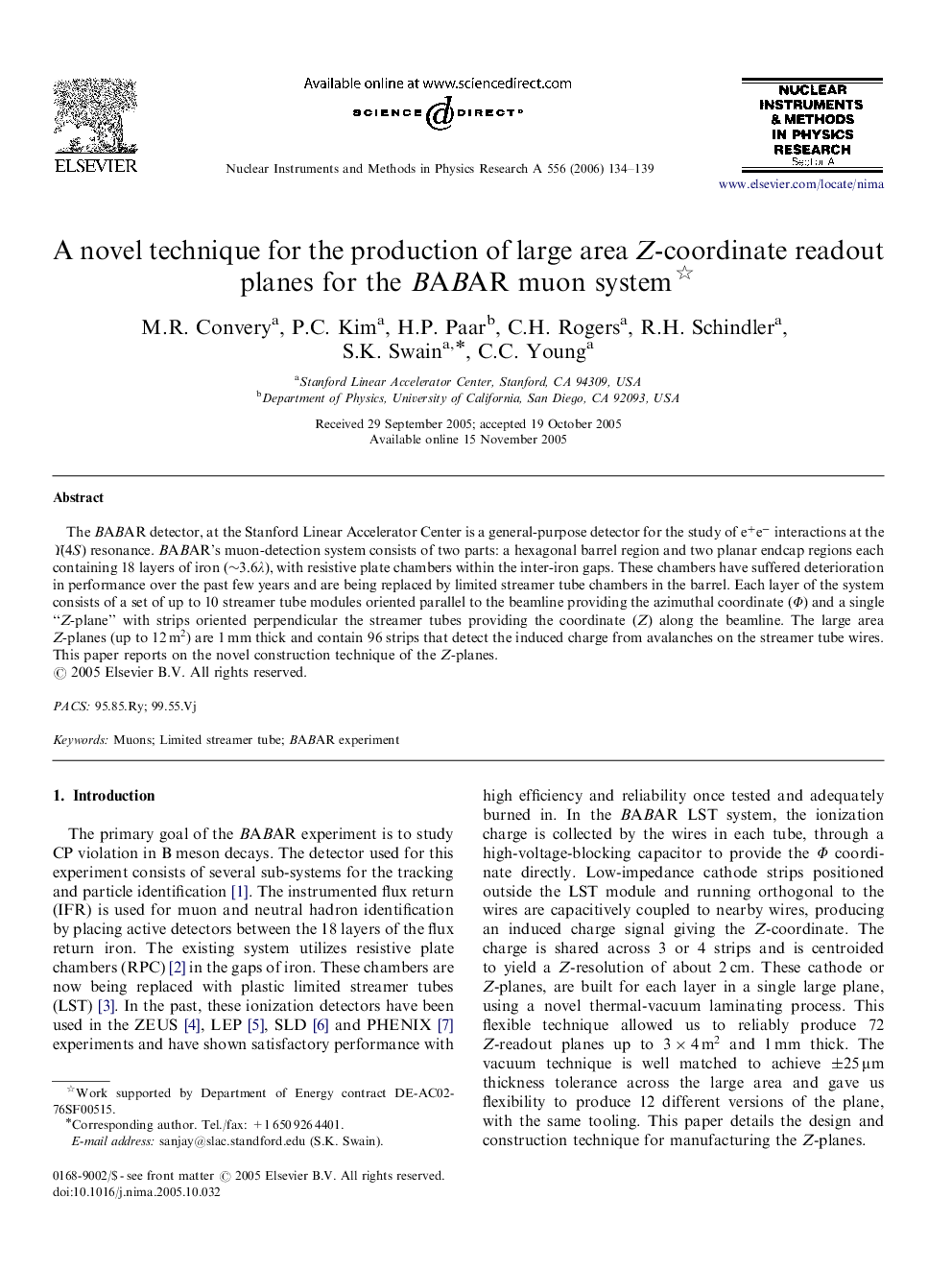 A novel technique for the production of large area Z-coordinate readout planes for the BABAR muon system 