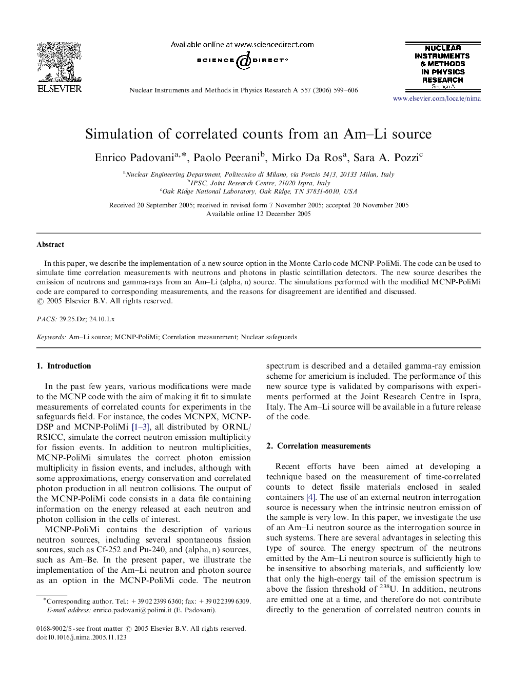 Simulation of correlated counts from an Am–Li source