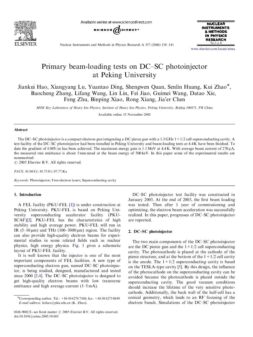 Primary beam-loading tests on DC–SC photoinjector at Peking University