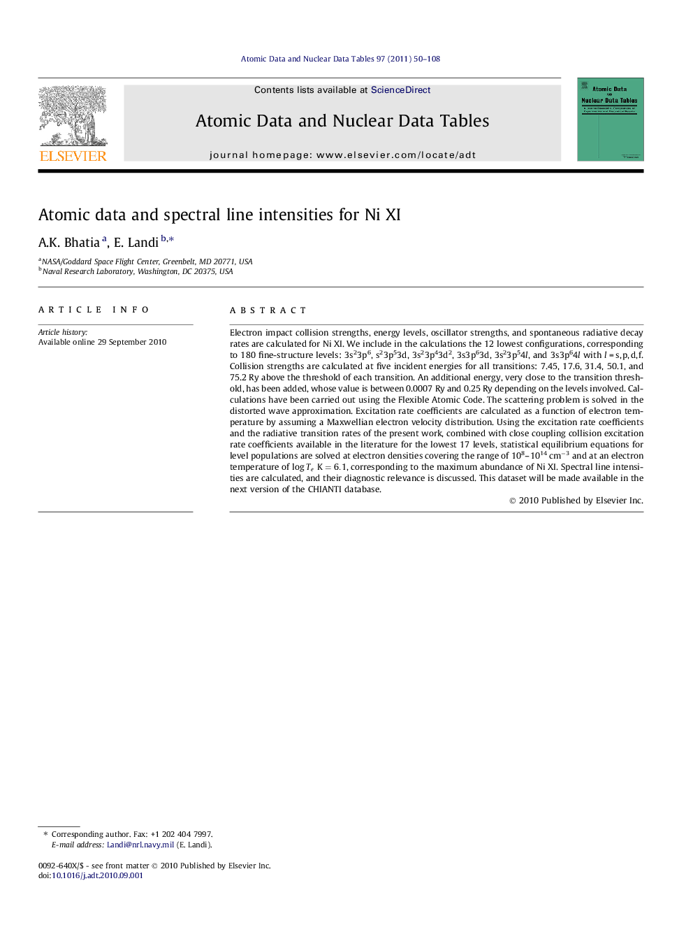 Atomic data and spectral line intensities for Ni XI