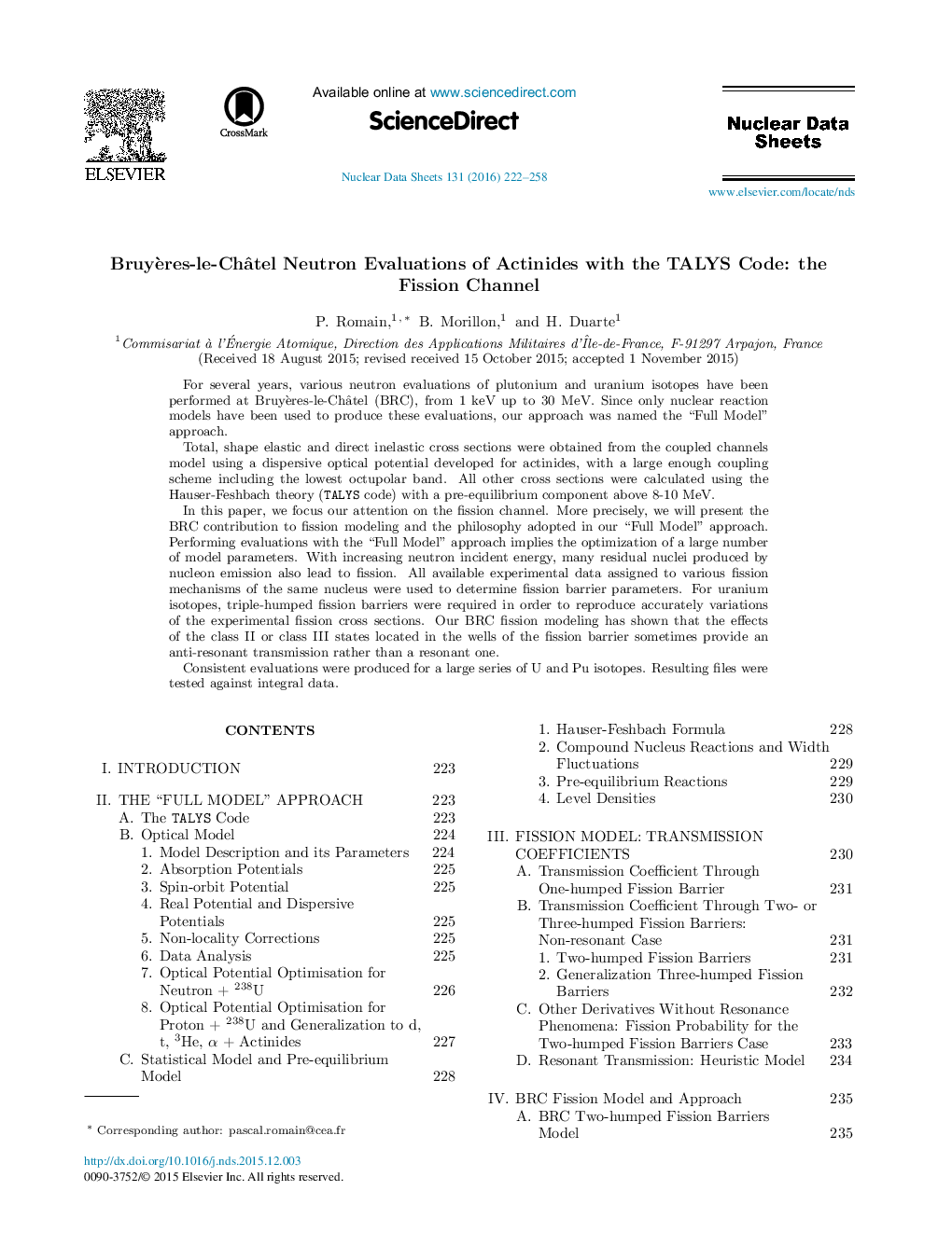 BruyÃ¨res-le-ChÃ¢tel Neutron Evaluations of Actinides with the TALYS Code: The Fission Channel