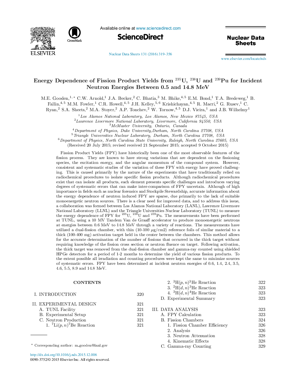 Energy Dependence of Fission Product Yields from 235U, 238U and 239Pu for Incident Neutron Energies Between 0.5 and 14.8 MeV