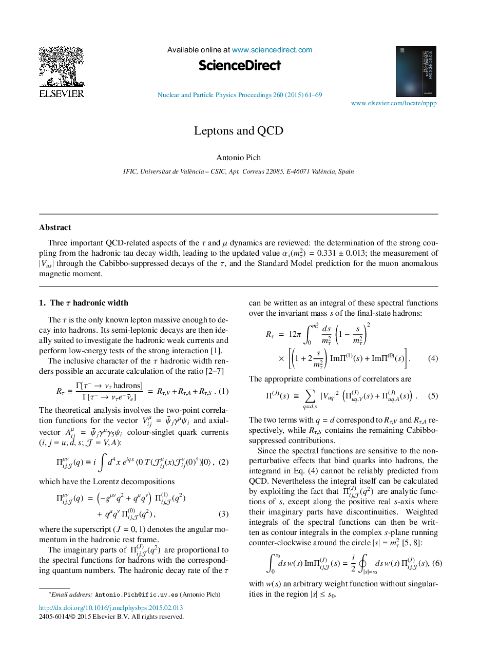 Leptons and QCD