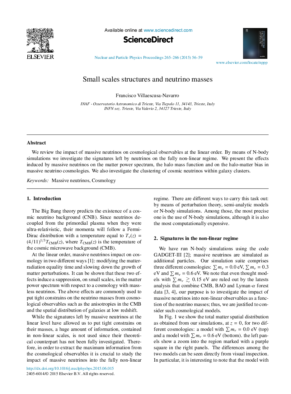 Small scales structures and neutrino masses