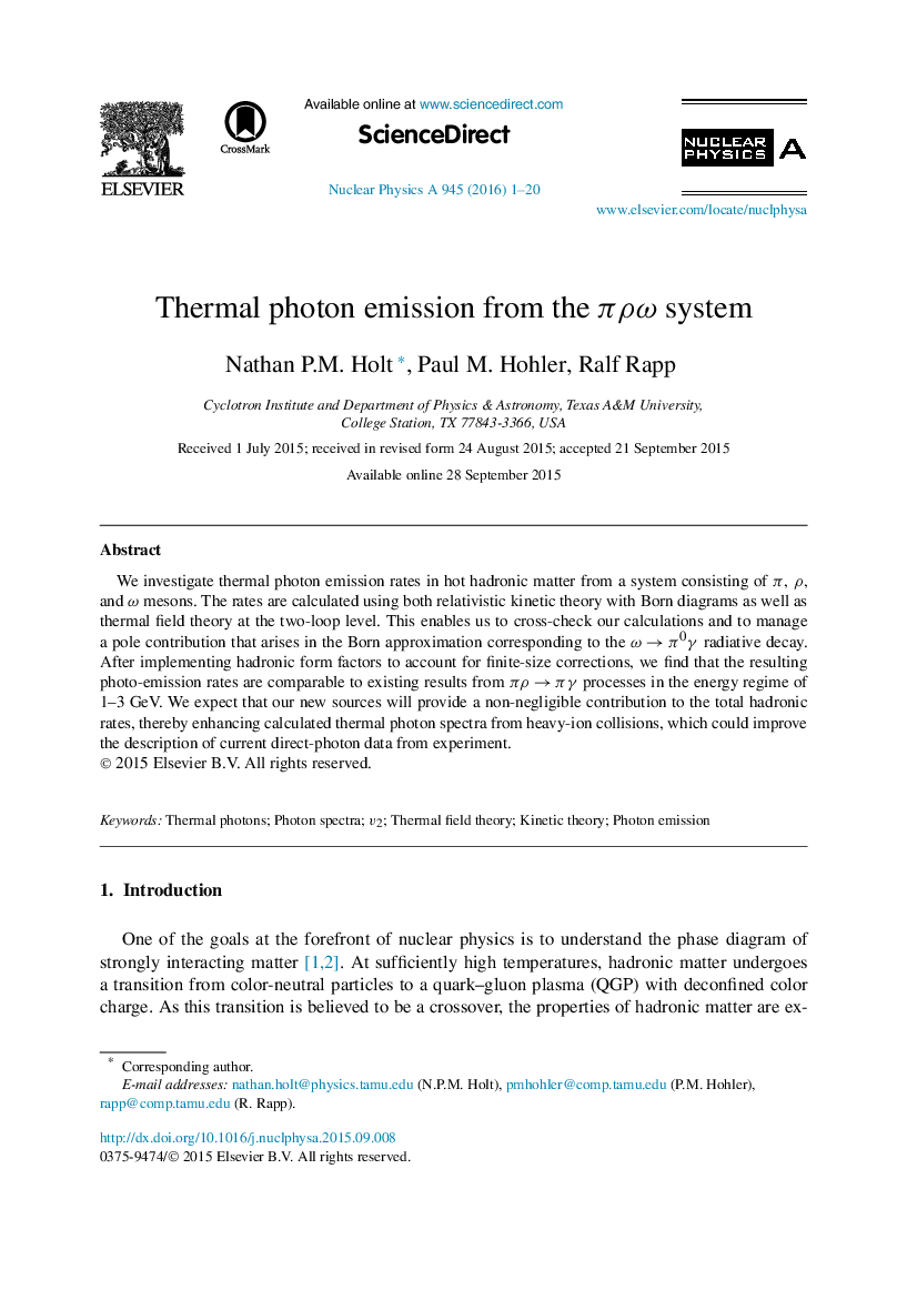 Thermal photon emission from the πρω system