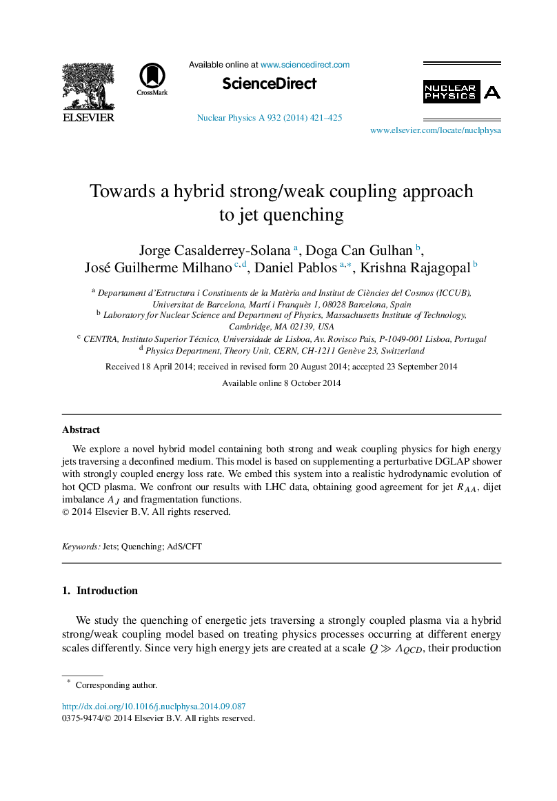 Towards a hybrid strong/weak coupling approach to jet quenching