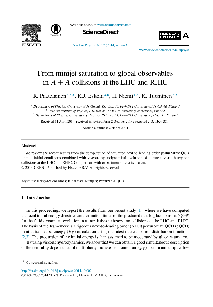 From minijet saturation to global observables in A+A collisions at the LHC and RHIC