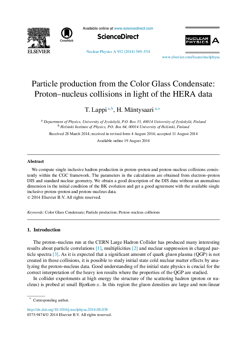 Particle production from the Color Glass Condensate: Proton-nucleus collisions in light of the HERA data