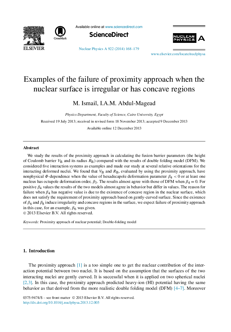 Examples of the failure of proximity approach when the nuclear surface is irregular or has concave regions