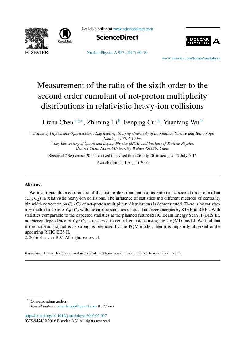 Measurement of the ratio of the sixth order to the second order cumulant of net-proton multiplicity distributions in relativistic heavy-ion collisions