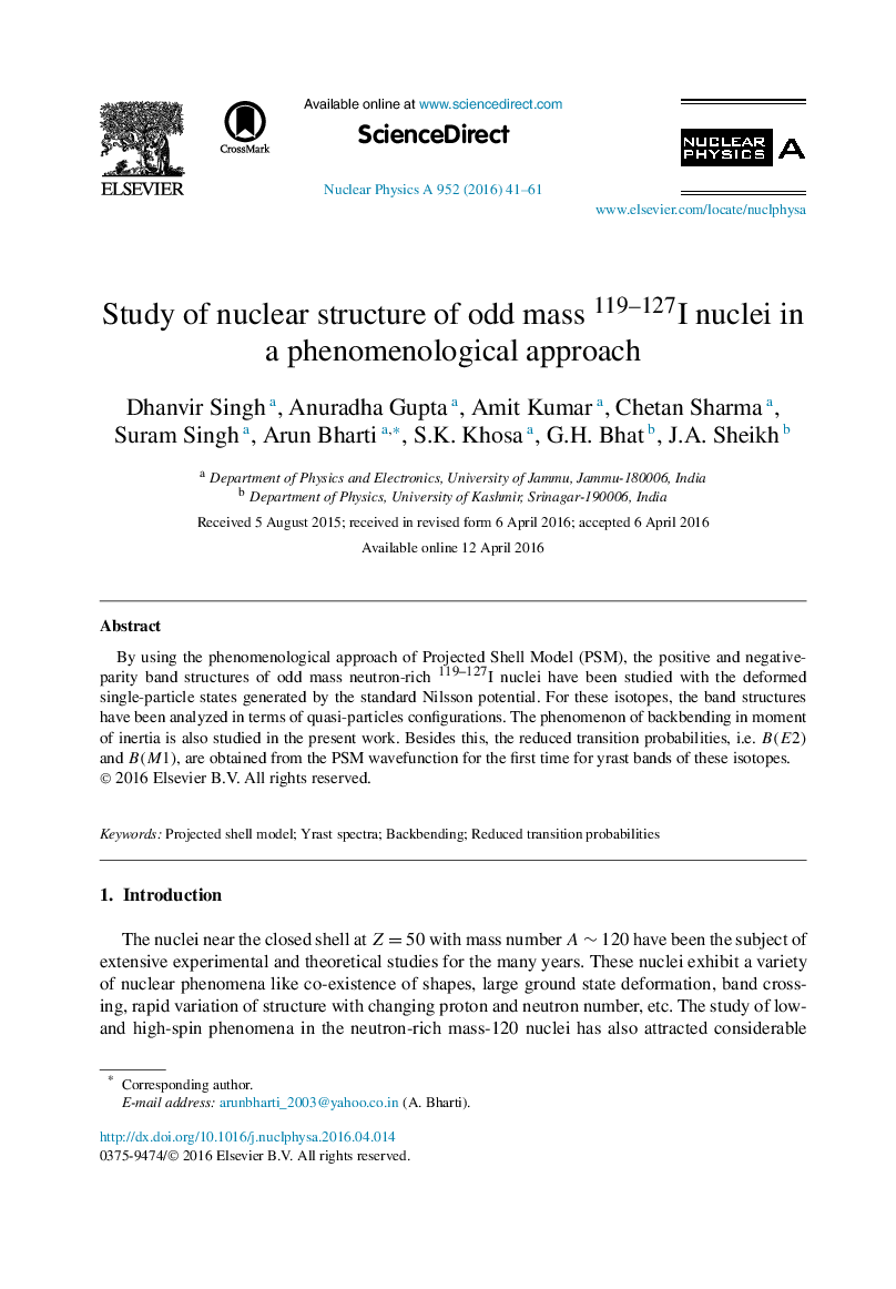 Study of nuclear structure of odd mass 119–127I nuclei in a phenomenological approach
