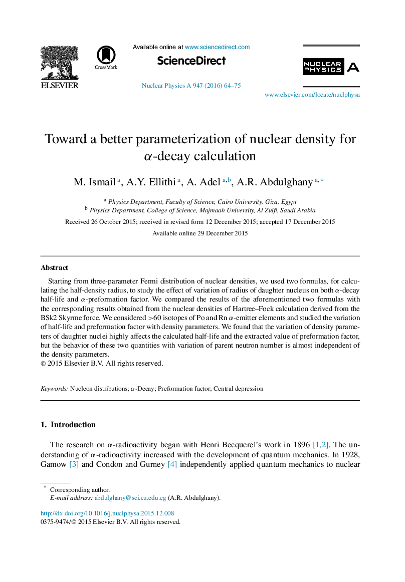 Toward a better parameterization of nuclear density for Î±-decay calculation