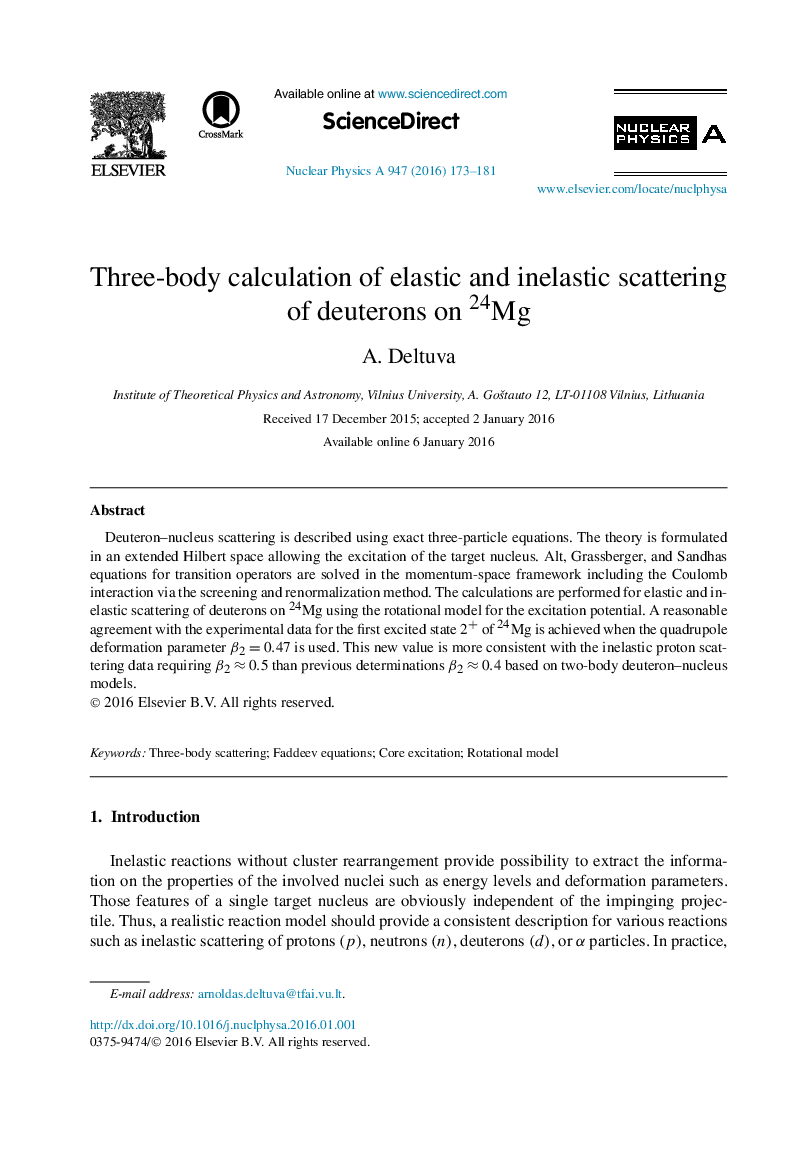 Three-body calculation of elastic and inelastic scattering of deuterons on 24Mg